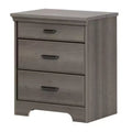 HomeStock Nightstand with Charging Station and Drawers Gray Maple Versa
