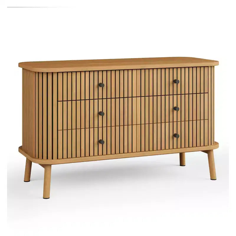 47 6-Drawer Dresser, Compact Wood Chest with Metal Legs, Farmhouse Storage Organizer for Bedroom, Nursery, or Apartment