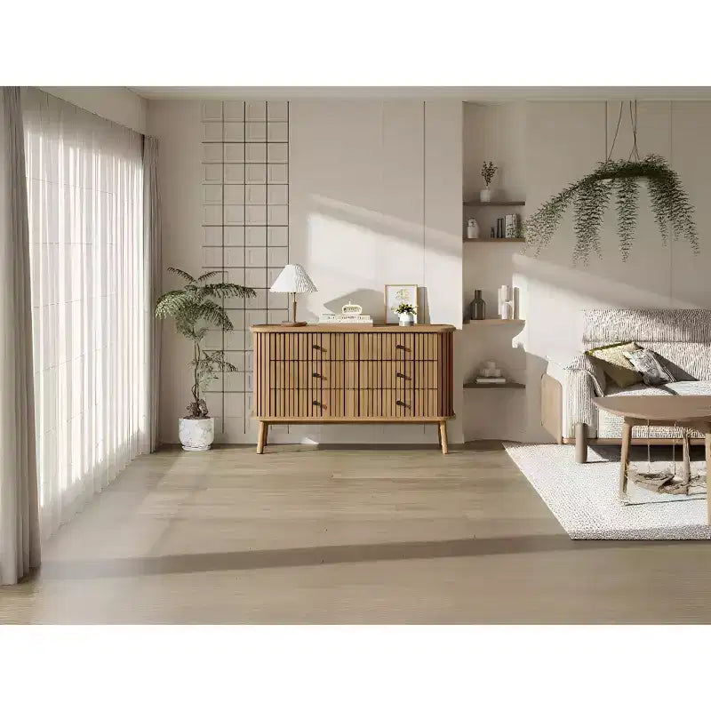 47 6-Drawer Dresser, Compact Wood Chest with Metal Legs, Farmhouse Storage Organizer for Bedroom, Nursery, or Apartment