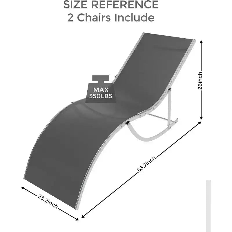 2Pcs Outdoor Beach Chaise Lounge, Patio Poolside Sunbathing Chairs, Adjustable Tanning Recliner for Deck, Garden, Backyard, Balcony, Black/Taupe/Grey