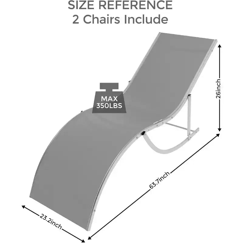2Pcs Outdoor Beach Chaise Lounge, Patio Poolside Sunbathing Chairs, Adjustable Tanning Recliner for Deck, Garden, Backyard, Balcony, Black/Taupe/Grey