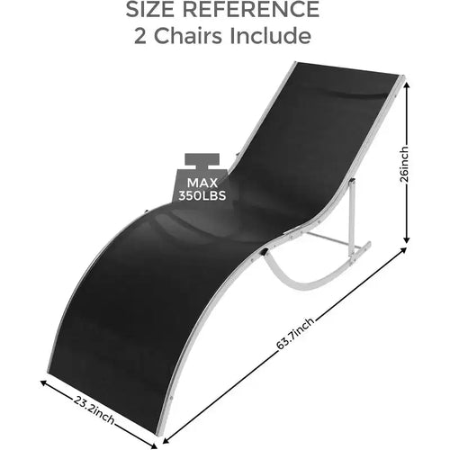 2Pcs Outdoor Beach Chaise Lounge, Patio Poolside Sunbathing Chairs, Adjustable Tanning Recliner for Deck, Garden, Backyard, Balcony, Black/Taupe/Grey