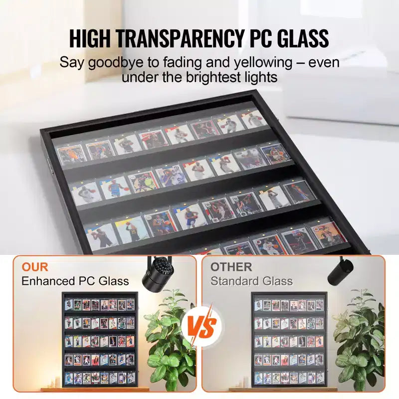 35 Graded Sports Card Display Case, 24.3x30.5x2.1 in, Baseball Card Display Frame with 98% UV Protection Clear View PC Glass, Black