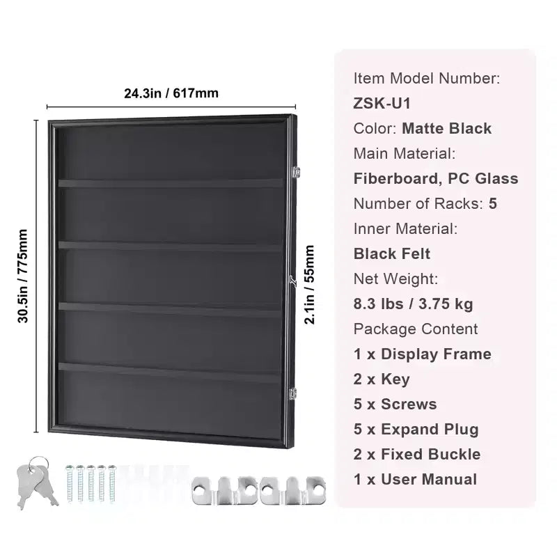 35 Graded Sports Card Display Case, 24.3x30.5x2.1 in, Baseball Card Display Frame with 98% UV Protection Clear View PC Glass, Black