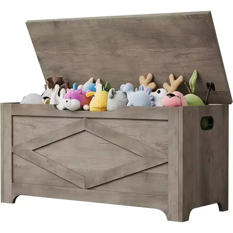 39.4'' Storage Bench, Wooden Storage Chest with 2 Safety Hinges, 300 Lbs Large Toy Chest with 2 Handles, Easy Assembly, for Entryway, Bedroom