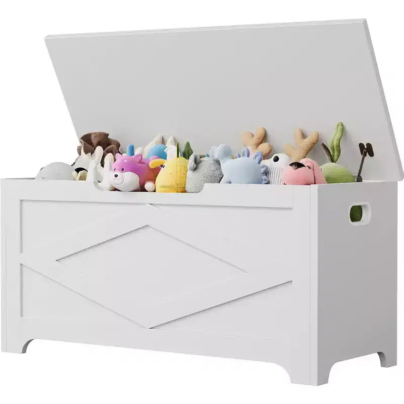 39.4'' Storage Bench, Wooden Storage Chest with 2 Safety Hinges, 300 Lbs Large Toy Chest with 2 Handles, Easy Assembly, for Entryway, Bedroom