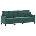 vidaXL 3-seater Sofa Dark Green Velvet (100% polyester), metal, textilene