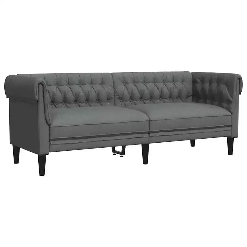 vidaXL Chesterfield Sofa 3-Seater - Dark Gray Fabric Couch/Settee with Sturdy Wood Frame for Living Room/Lounge/Office