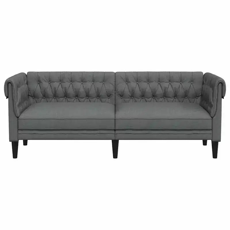 Chesterfield Sofa 3-Seater - Dark Gray Fabric Couch/Settee with Sturdy Wood Frame for Living Room/Lounge/Office