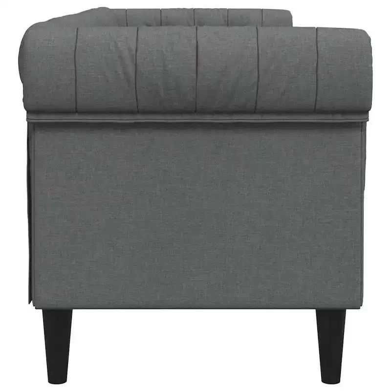 Chesterfield Sofa 3-Seater - Dark Gray Fabric Couch/Settee with Sturdy Wood Frame for Living Room/Lounge/Office