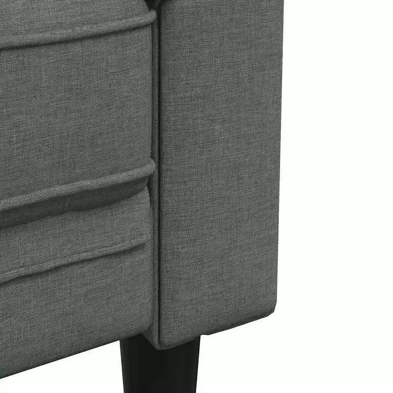 Chesterfield Sofa 3-Seater - Dark Gray Fabric Couch/Settee with Sturdy Wood Frame for Living Room/Lounge/Office