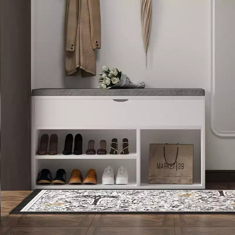 Sponge Cloth Shoe Storage Bench with Storage Cabinet - Durable, Multifunctional, Space-Saving, Comfortable Seating