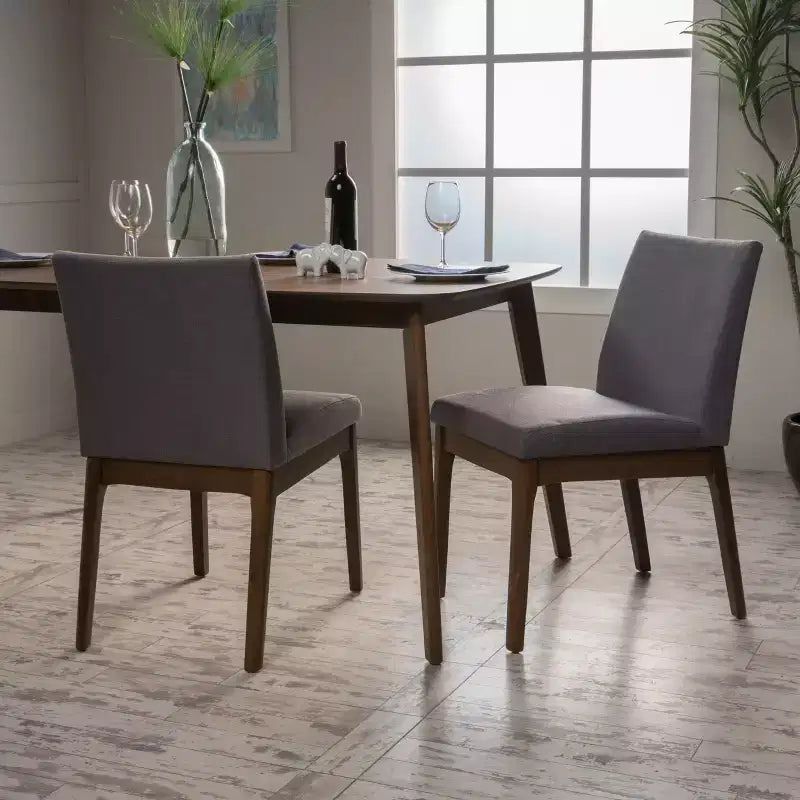 GDFStudio Hampton Mid-Century Modern Fabric Upholstered Armless Dining Chairs (Set of 2)