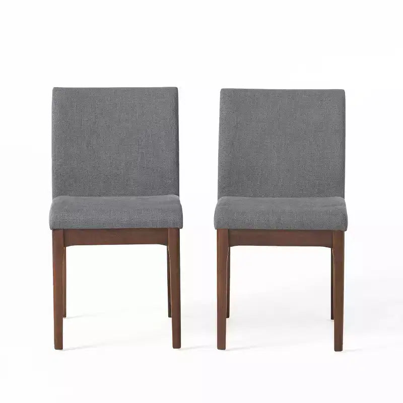 Hampton Mid-Century Modern Fabric Upholstered Armless Dining Chairs (Set of 2)