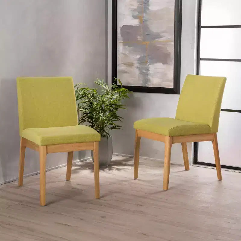 Hampton Mid-Century Modern Fabric Upholstered Armless Dining Chairs (Set of 2)