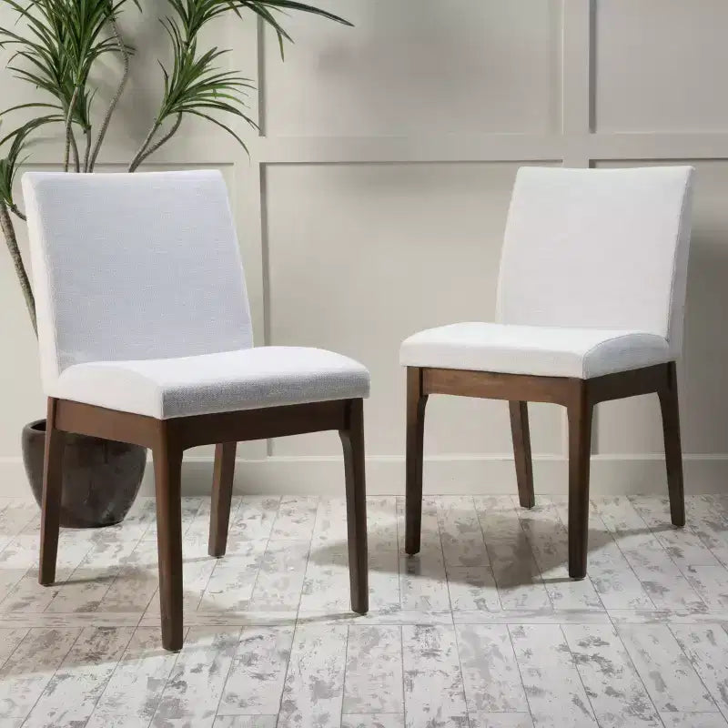 Chaises de salle à manger sans accoudoirs rembourrées en tissu Hampton Mid-Century (Lot de 2)