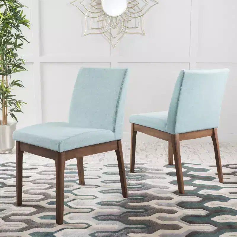Chaises de salle à manger sans accoudoirs rembourrées en tissu Hampton Mid-Century (Lot de 2)
