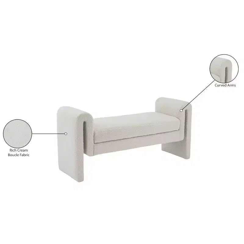 Stylus Boucle Fabric Bench