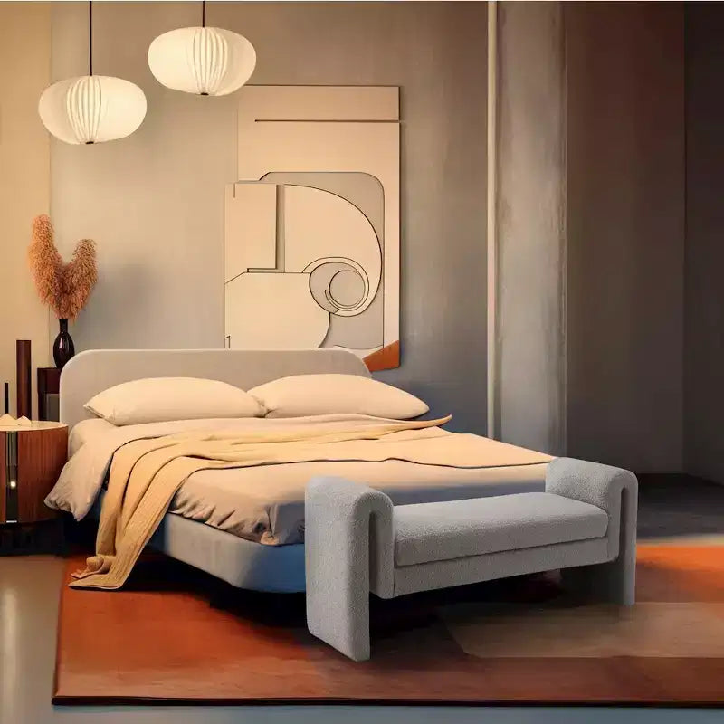 Stylus Boucle Fabric Bench