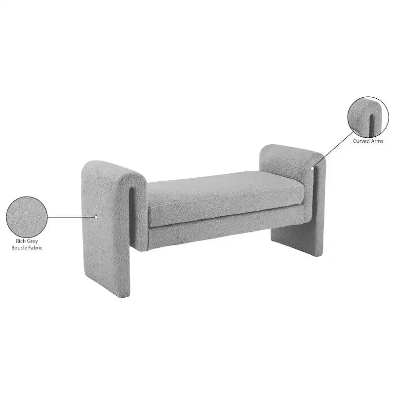 Stylus Boucle Fabric Bench