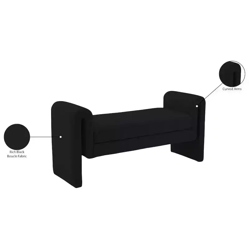 Stylus Boucle Fabric Bench