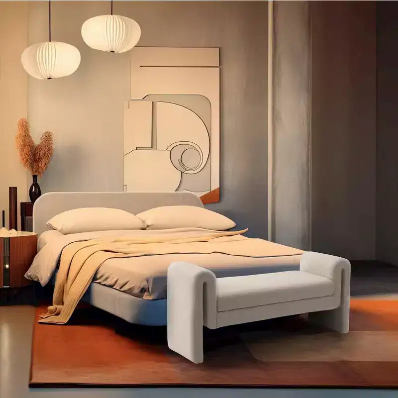 Stylus Boucle Fabric Bench