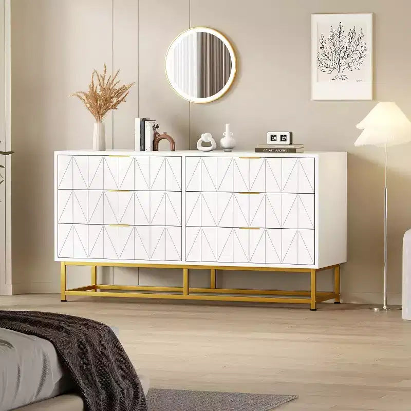 6 Drawer Fabric Dresser, Small Storage Chest with Wood Top, Modern Nightstand and Clothes Organizer for Bedroom, Closet, Living Room