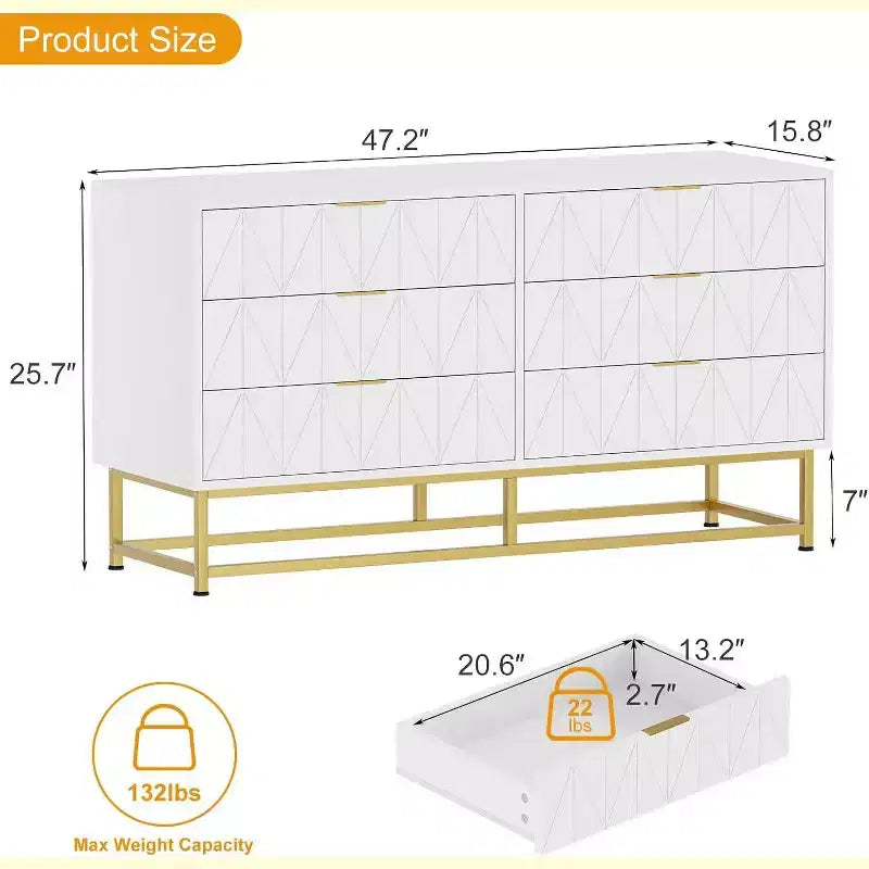 6 Drawer Fabric Dresser, Small Storage Chest with Wood Top, Modern Nightstand and Clothes Organizer for Bedroom, Closet, Living Room