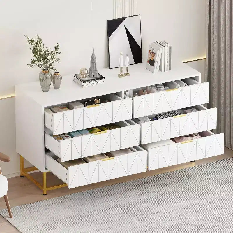 6 Drawer Fabric Dresser, Small Storage Chest with Wood Top, Modern Nightstand and Clothes Organizer for Bedroom, Closet, Living Room