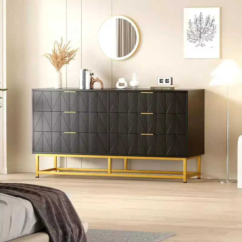 6 Drawer Fabric Dresser, Small Storage Chest with Wood Top, Modern Nightstand and Clothes Organizer for Bedroom, Closet, Living Room