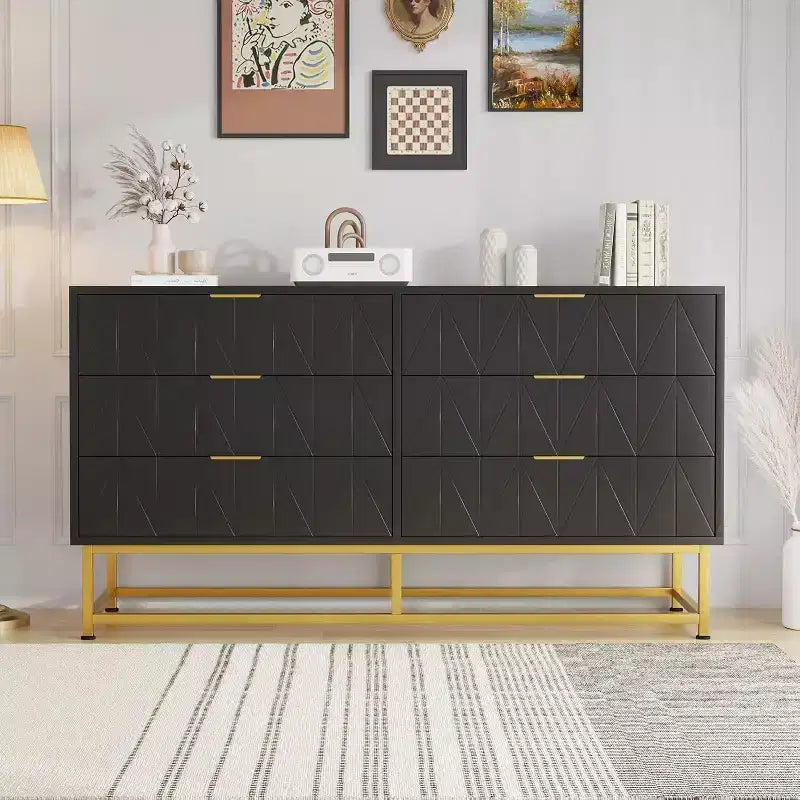 6 Drawer Fabric Dresser, Small Storage Chest with Wood Top, Modern Nightstand and Clothes Organizer for Bedroom, Closet, Living Room