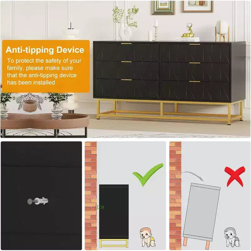 6 Drawer Fabric Dresser, Small Storage Chest with Wood Top, Modern Nightstand and Clothes Organizer for Bedroom, Closet, Living Room