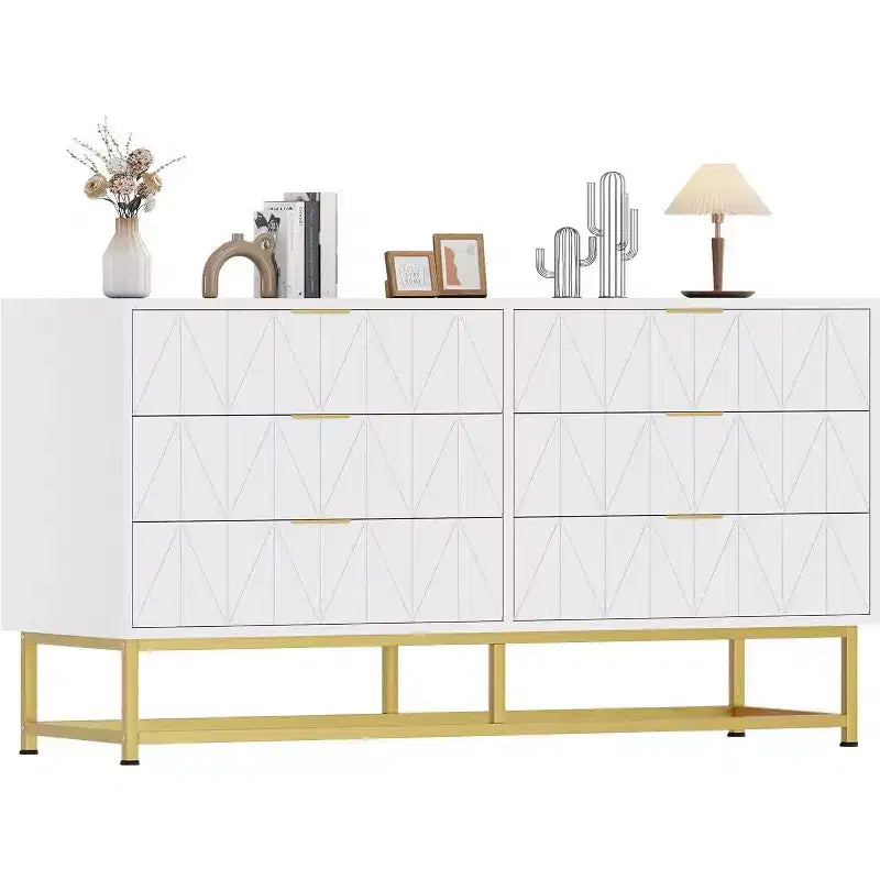 6 Drawer Fabric Dresser, Small Storage Chest with Wood Top, Modern Nightstand and Clothes Organizer for Bedroom, Closet, Living Room