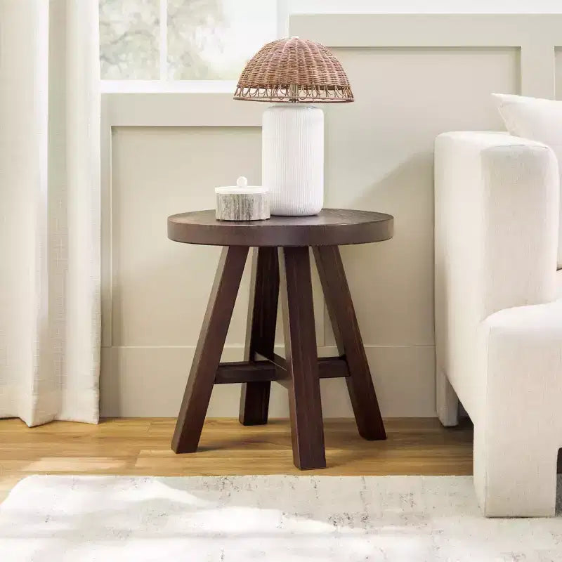 Modern Farmhouse Solid Wood 18 Round Side Table