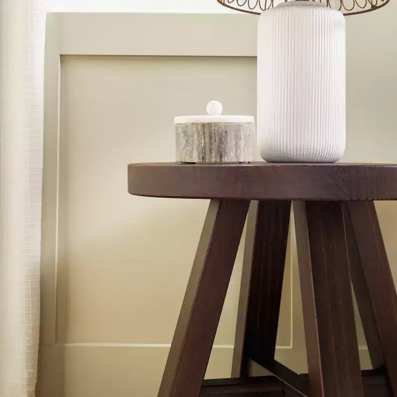 Modern Farmhouse Solid Wood 18 Round Side Table