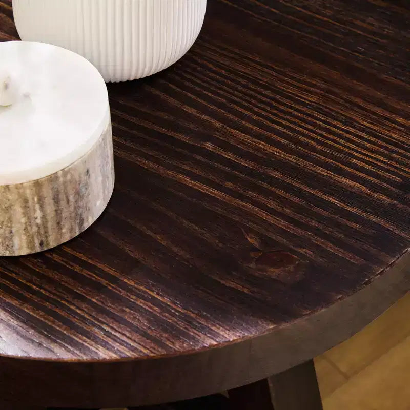 Modern Farmhouse Solid Wood 18 Round Side Table