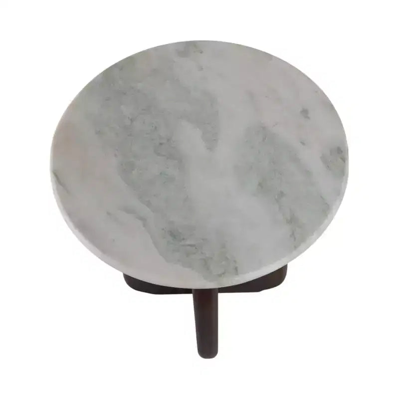 Modern Wood Marble Iron Accent Table with Sculptural Openwork Base and Contemporary Geometric Frame Design for Elevated Style in Interior Spaces