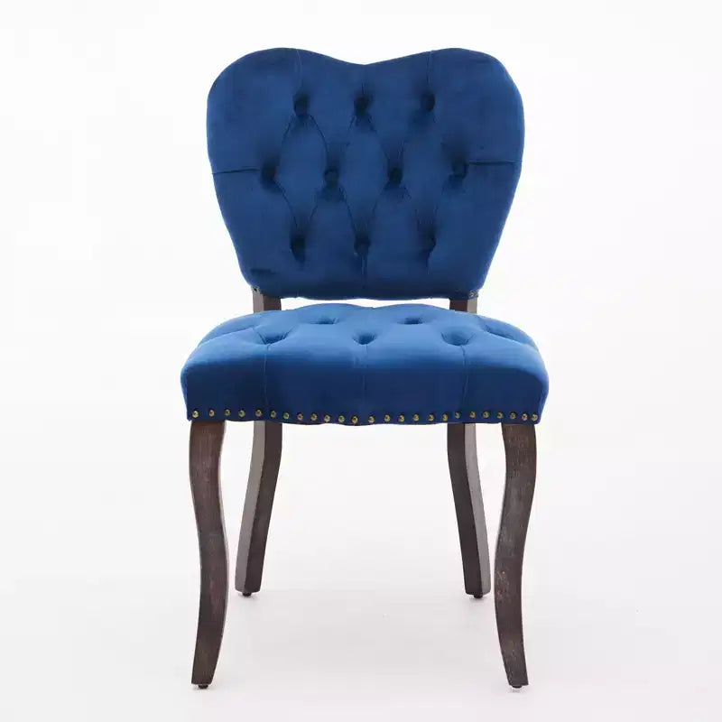 Set of 2 French Vintage Tufted Upholstered Fabric Dining Chairs