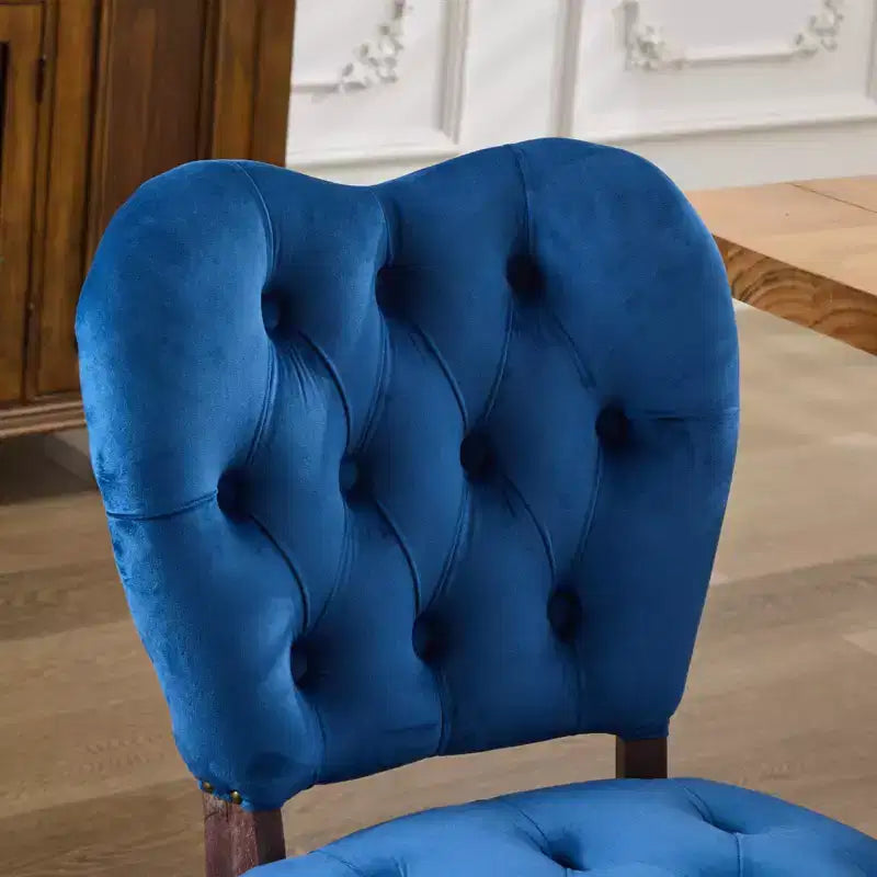 Set of 2 French Vintage Tufted Upholstered Fabric Dining Chairs