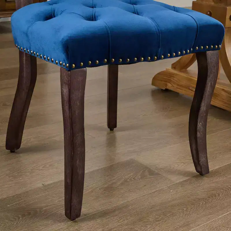 Set of 2 French Vintage Tufted Upholstered Fabric Dining Chairs