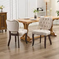 CLIHOME Set of 2 French Vintage Tufted Upholstered Fabric Dining Chairs
