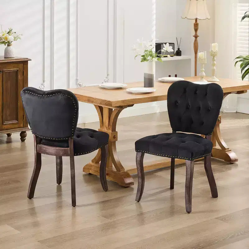 Lot de 2 chaises de salle à manger vintage françaises en tissu capitonné