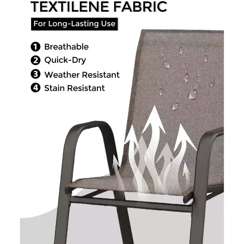 Patio Chairs Set of 4, Outdoor Stackable Dining Chairs for All Weather, Breathable Garden Outdoor Furniture for Backyard