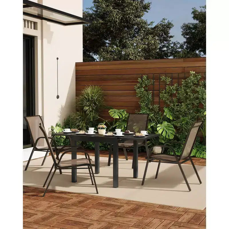Patio Chairs Set of 4, Outdoor Stackable Dining Chairs for All Weather, Breathable Garden Outdoor Furniture for Backyard