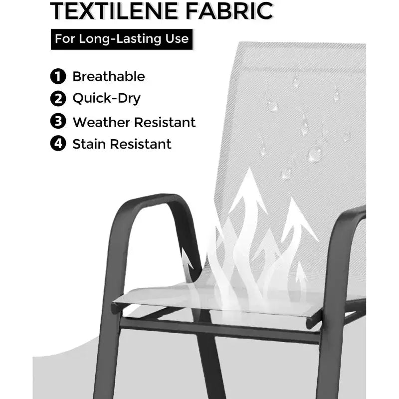 Patio Chairs Set of 4, Outdoor Stackable Dining Chairs for All Weather, Breathable Garden Outdoor Furniture for Backyard