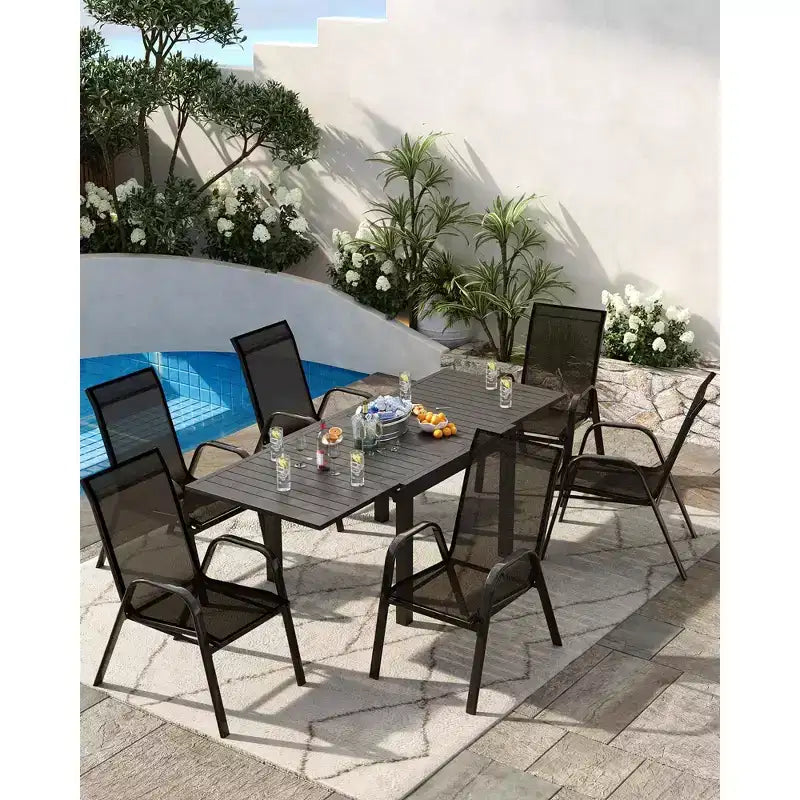 Patio Chairs Set of 4, Outdoor Stackable Dining Chairs for All Weather, Breathable Garden Outdoor Furniture for Backyard