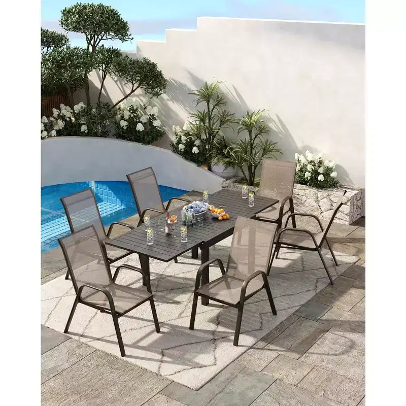 Patio Chairs Set of 4, Outdoor Stackable Dining Chairs for All Weather, Breathable Garden Outdoor Furniture for Backyard
