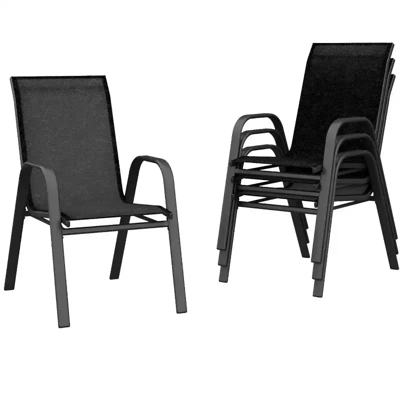 GustoWave Patio Chairs Set of 4, Outdoor Stackable Dining Chairs for All Weather, Breathable Garden Outdoor Furniture for Backyard
