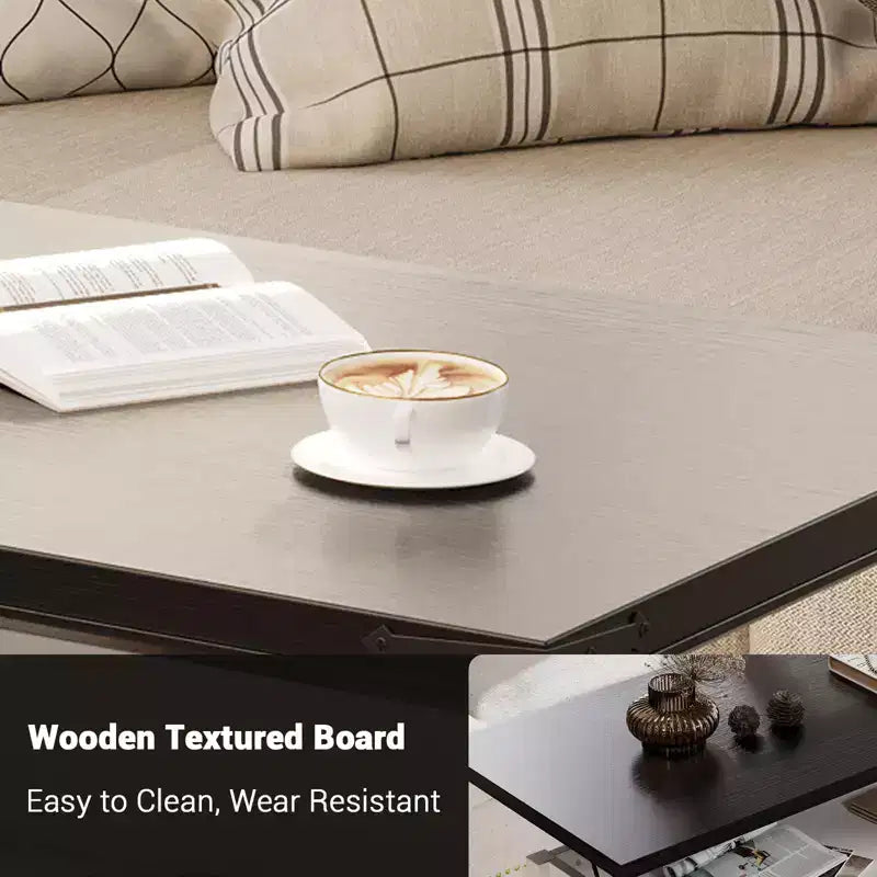 Coffee Table with Lifting Top, Farmhouse Center Table W/Sliding Barn Door & Hidden Storage for Living Room