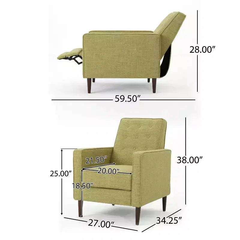 Mason Mid-Century Modern Tufted Pushback Recliners
